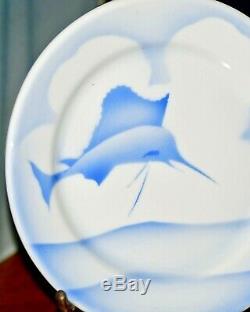 JACKSON CHINA RESTAURANTWARE 9 inch ROUND BLUE PLATE AIRBRUSHED SWORD FISH RARE