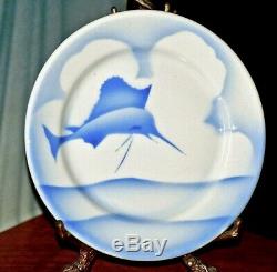 JACKSON CHINA RESTAURANTWARE 9 inch ROUND BLUE PLATE AIRBRUSHED SWORD FISH RARE