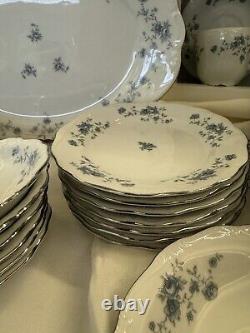 JOHANN HAVILAND Bavarian Germany BLUE GARLAND China 35 Pieces Dinner Dishes+SERV