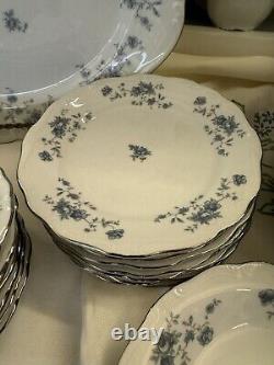 JOHANN HAVILAND Bavarian Germany BLUE GARLAND China 35 Pieces Dinner Dishes+SERV