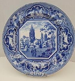 J&W Ridgway 10 Pearlware Dark Blue Dinner Plate Christ Church Oxford? 1825 UK