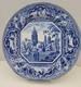 J&W Ridgway 10 Pearlware Dark Blue Dinner Plate Christ Church Oxford? 1825 UK