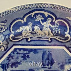 J&W Ridgway 10 Pearlware Dark Blue Dinner Plate Christ Church Oxford? 1825 UK