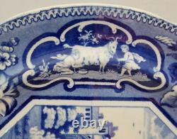 J&W Ridgway 10 Pearlware Dark Blue Dinner Plate Christ Church Oxford? 1825 UK