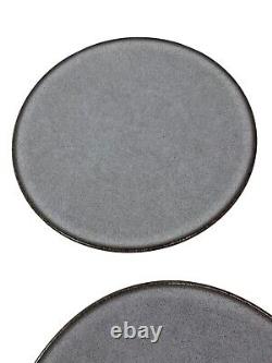 Jars France TOURRON GRIS ECORCE Blue Gray Charcoal Dinner Plate 10.5 Lot Of 4