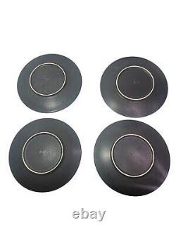 Jars France TOURRON GRIS ECORCE Blue Gray Charcoal Dinner Plate 10.5 Lot Of 4