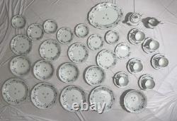 Johann Haviland Blue Garland Platinum Rimmed Germany Porcelain China 36 Pc Set