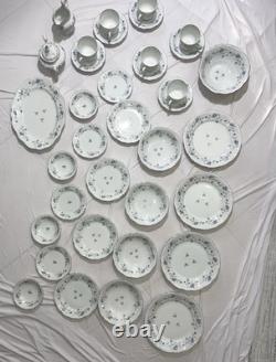 Johann Haviland Blue Garland Platinum Rimmed Germany Porcelain China 36 Pc Set