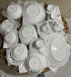 Johann Haviland Blue Garland Platinum Rimmed Germany Porcelain China 36 Pc Set