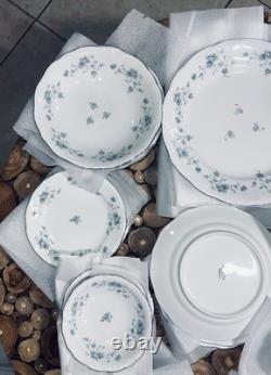 Johann Haviland Blue Garland Platinum Rimmed Germany Porcelain China 36 Pc Set