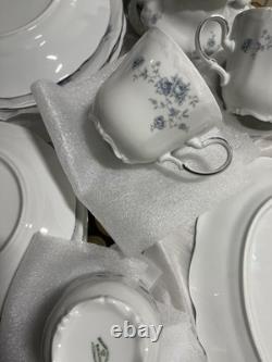 Johann Haviland Blue Garland Platinum Rimmed Germany Porcelain China 36 Pc Set
