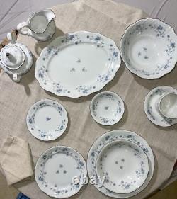 Johann Haviland Blue Garland Platinum Rimmed Germany Porcelain China 36 Pc Set