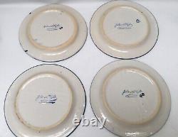 John B Taylor Ceramics 4 Blue Plaid Cross Dinner Plates Pottery 11