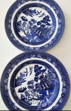 Johnson Brothers Blue Willow Design 11 Dinner Plates Set Of Six New