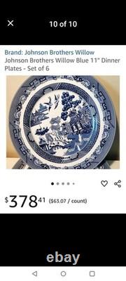 Johnson Brothers Blue Willow Design 11 Dinner Plates Set Of Six New