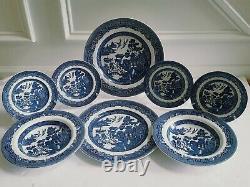 Johnson Brothers Bros Blue Willow 12pc Dinner Salad Dessert Plates Soup Bowls