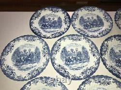 Johnson Brothers Coaching Scenes Blue Set of 13 10 Dinner Plates EUC