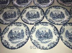 Johnson Brothers Coaching Scenes Blue Set of 13 10 Dinner Plates EUC