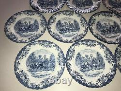 Johnson Brothers Coaching Scenes Blue Set of 13 10 Dinner Plates EUC