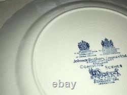 Johnson Brothers Coaching Scenes Blue Set of 13 10 Dinner Plates EUC