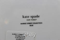 Kate Spade Lenox Market Street Collection Blue Set of 4 Dinner Plates 11 3/8