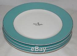 Kate Spade Lenox Rutherford Circle Turquoise Dinner Plates Set of 4 New