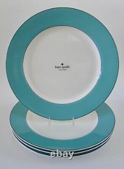 Kate Spade New York Turquoise Rutherford Circle Dinner Plates Set 4 NWT