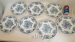 Kensington Balmoral Blue Dinner Plates Set Of 7 England Ironstone Staffordshire