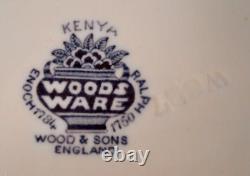 Kenya Blue Dinner Plate Wood & Sons Woods Ware Hand Paint Palm Trees Flower (O4)