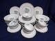 Konigl pr tettau Porcelain Dinnerware Service for 6 Blue & Green Roses Silver Tr