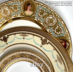 LENOX 10pc 10 3/8 Dinner Plates w Raised Gold Enamel, Encrusted, Cream & Teal