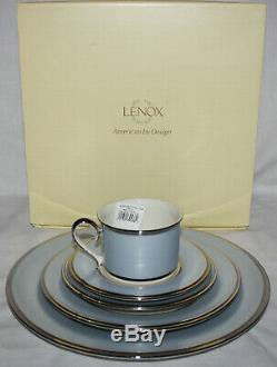 LENOX Blue Frost 5 Piece Place Setting Ivory Bone China Plate Saucer Cup Dinner