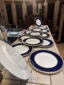 LENOX (Green Mark) COBALT & SILVER Embossed DINNER PLATE # 1830 Z 67 B Q HTF