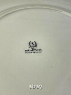 LENOX The AUTUMN 10.5 Dinner Plates (Set of 4) LAUT Fruit Floral Blue Scroll