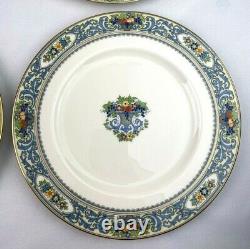 LENOX The AUTUMN 10.5 Dinner Plates (Set of 4) LAUT Fruit Floral Blue Scroll