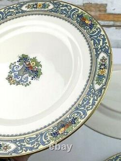 LENOX The AUTUMN 10.5 Dinner Plates (Set of 4) LAUT Fruit Floral Blue Scroll