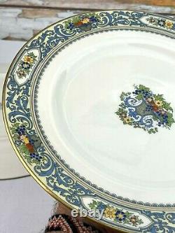 LENOX The AUTUMN 10.5 Dinner Plates (Set of 4) LAUT Fruit Floral Blue Scroll