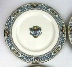 LENOX The AUTUMN 10.5 Dinner Plates (Set of 4) LAUT Fruit Floral Blue Scroll