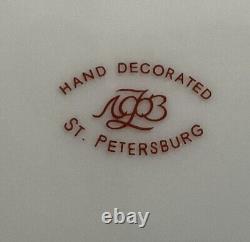 LOMONOSOV Lot/3 DINNER Net 10 1/2 PLATES Cobalt Gold St Petersburg RUSSIA