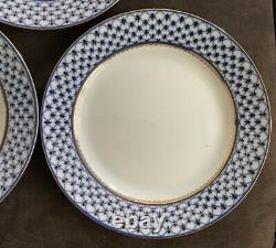 LOMONOSOV Lot/3 DINNER Net 10 1/2 PLATES Cobalt Gold St Petersburg RUSSIA