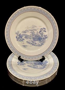 LOT OF 6 Oxford By Lenox Dinner Plate Mandarin Pattern Blue Pagoda Platinum Trim