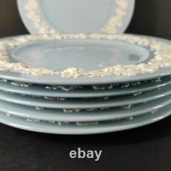 LOT Of 6 Wedgwood Embossed Queensware Blue White 10.5 Dinner Plates