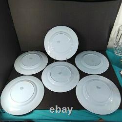 LOT Of 6 Wedgwood Embossed Queensware Blue White 10.5 Dinner Plates