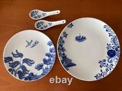 LOVERAMICS Willow Love Story Blue Dinner Plate Salad Plate Spoon 4 Piece Set