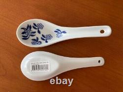 LOVERAMICS Willow Love Story Blue Dinner Plate Salad Plate Spoon 4 Piece Set