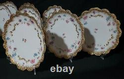 LS&S Limoges 8 1/4 Diameter 12 Plate Set with Blue, Pink and Purple Flowers