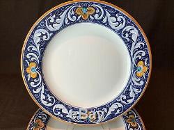 L'Antica Deruta Rameggi Italian Dinner Plates 11 1/4 Dia Set of 6 Blue Yellow