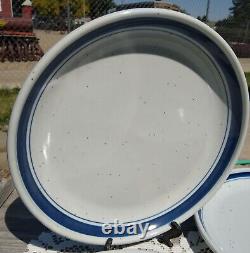 Lauffer Blueberry Blue Bands Speckled Dinner Plates Japan 10 5/8 SET of FOUR