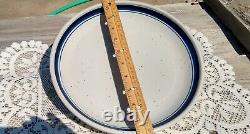 Lauffer Blueberry Blue Bands Speckled Dinner Plates Japan 10 5/8 SET of FOUR