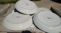 Lauffer Blueberry Blue Bands Speckled Dinner Plates Japan 10 5/8 SET of FOUR